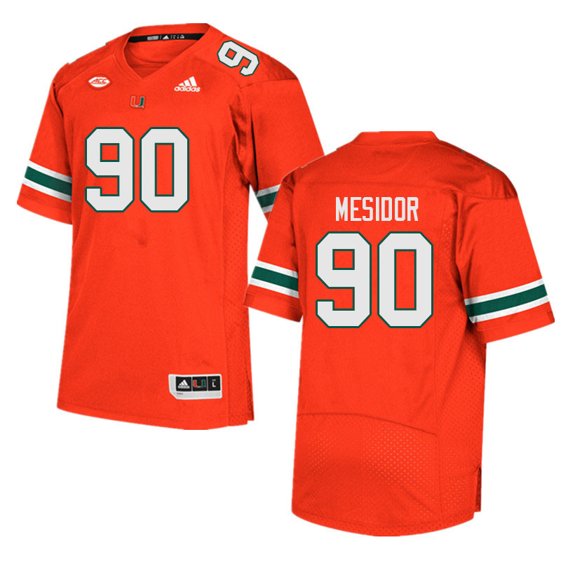 Men #90 Akheem Mesidor Miami Hurricanes College Football Jerseys Sale-Orange - Click Image to Close